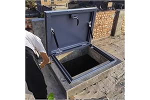 Rainproof Outlet Cap for Attic/Rooftop, Galvanized-Metal Emergency Roof Access Hatch with Gas Shock Strut & Rubber Seal Strip
