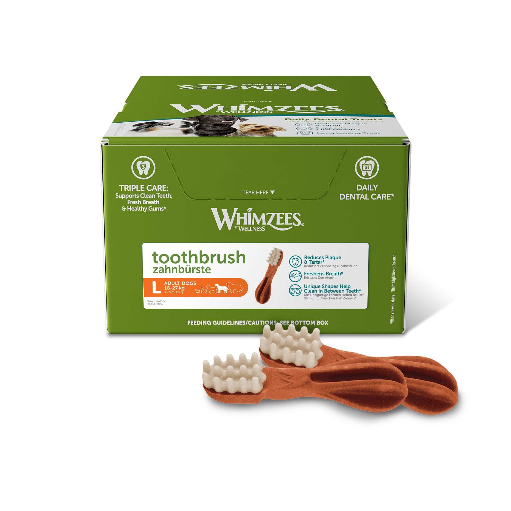 Whimzees Natural Dental Dog Treats Toothbrush Star Large, 1 Count (Pack of 1)