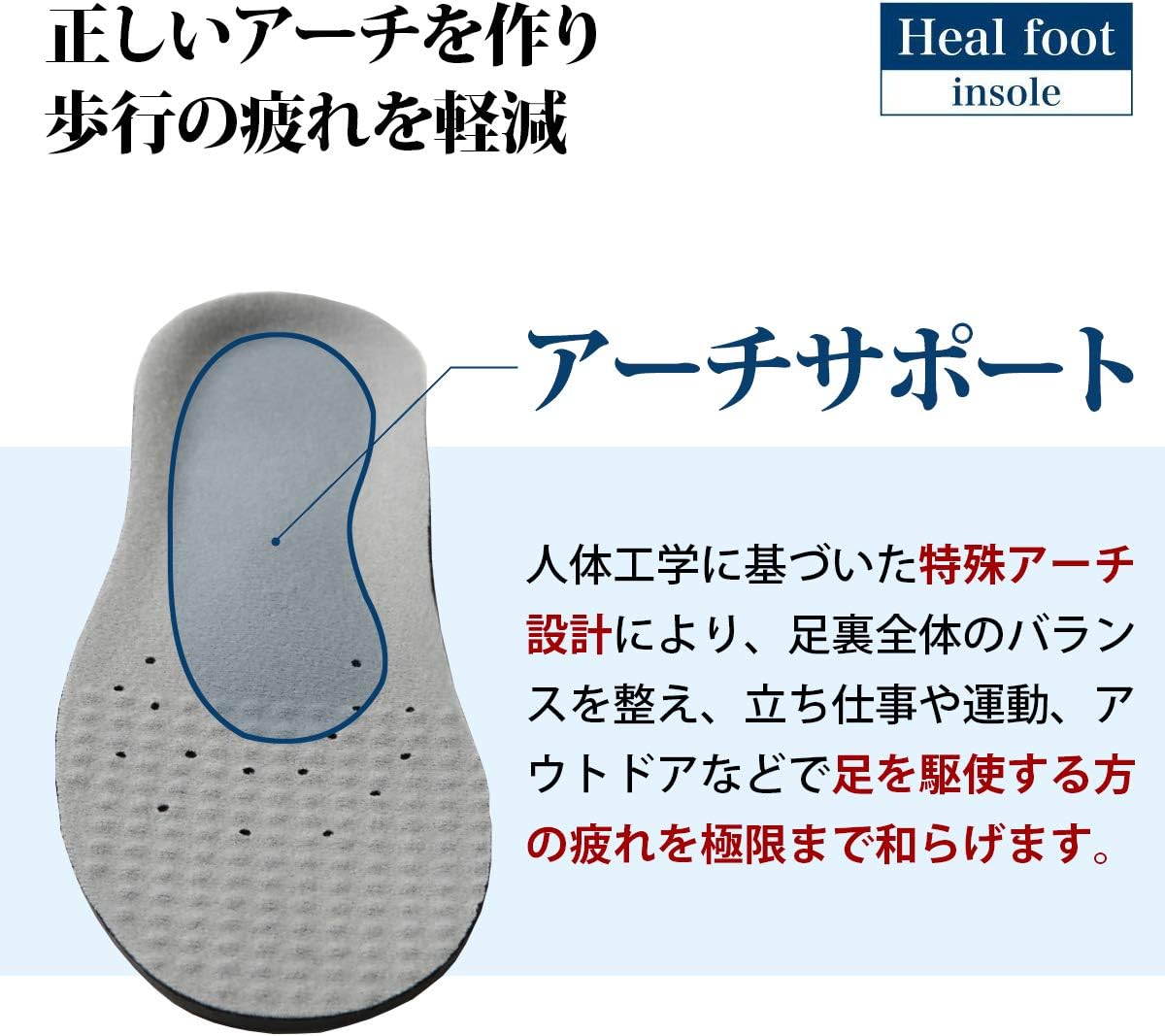 Amazon Heal Foot 足が疲れにくい靴にするための衝撃吸収インソール 人体工学に基づいた設計 Heal Foot スポーツ用インソール