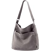 KALIDI Canvas Tote Bag Large Hobo Crossbody Shoulder Handbag Zipper Messenger Bag for Women or Men Casual College Work