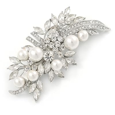 Avalaya Bridal Wedding Prom Silver Tone Glass Pearl, Burkina  display picture 1