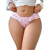 SHENHE Women's Plus Size Satin Underwear Floral Bow Bikini Panty Ruched Low Rise Hipster