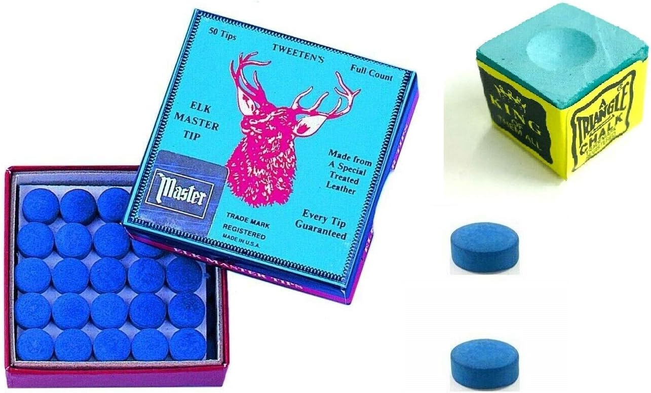 Tweeten Elkmaster Cue Tips and Triangle Chalk Bundle