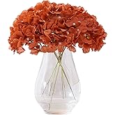 KISLOHUM Rust Orange Artificial Hydrangea Flower Heads Hydrangea Silk Flowers with Stems for Wedding Centerpieces Bouquets DIY Floral Decor Home Decoration,Pack of 10pcs