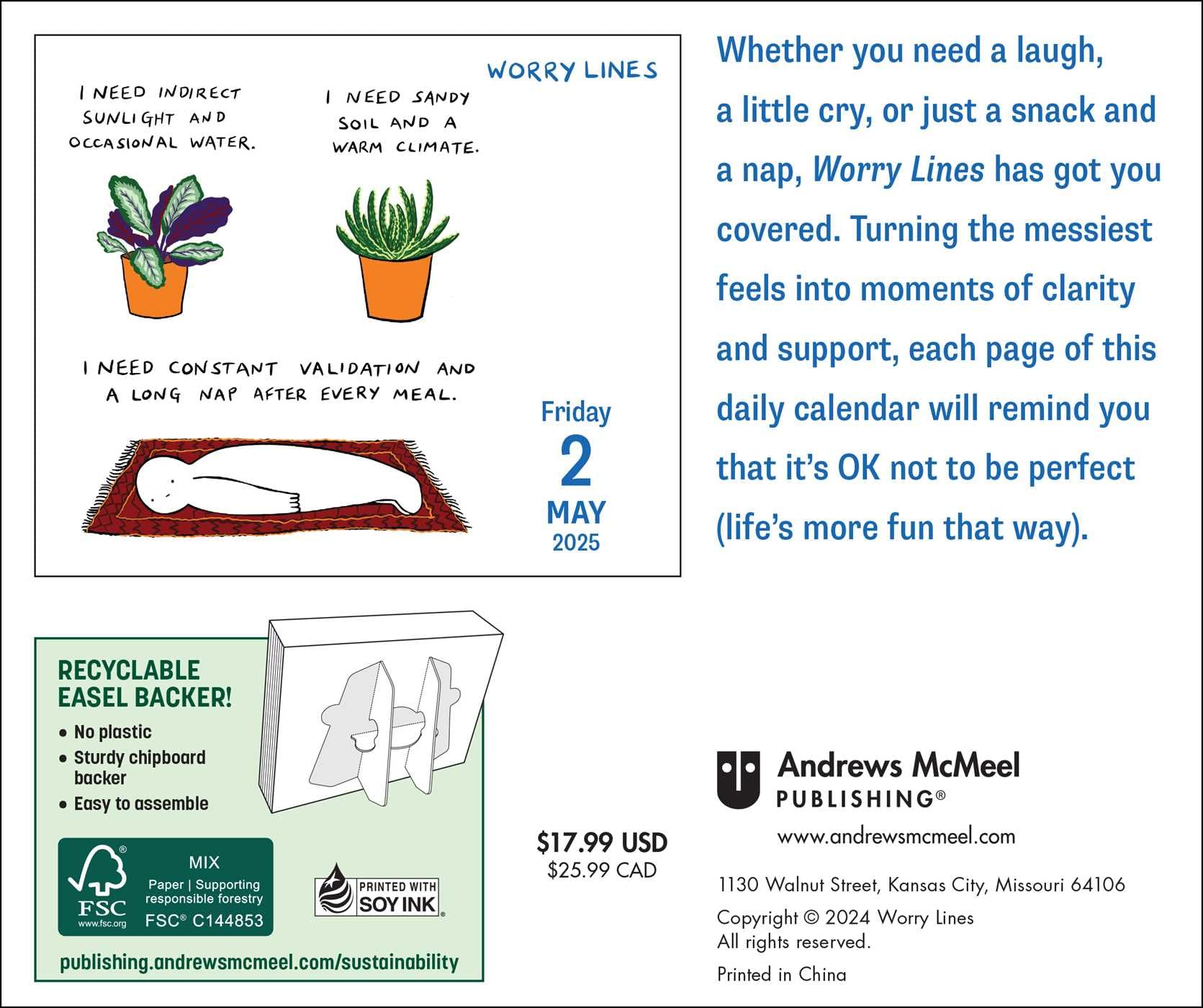 A Worry Lines 2025 Day-to-Day Calendar: Mildly Uplifting Oddly Comforting Daily Drawings