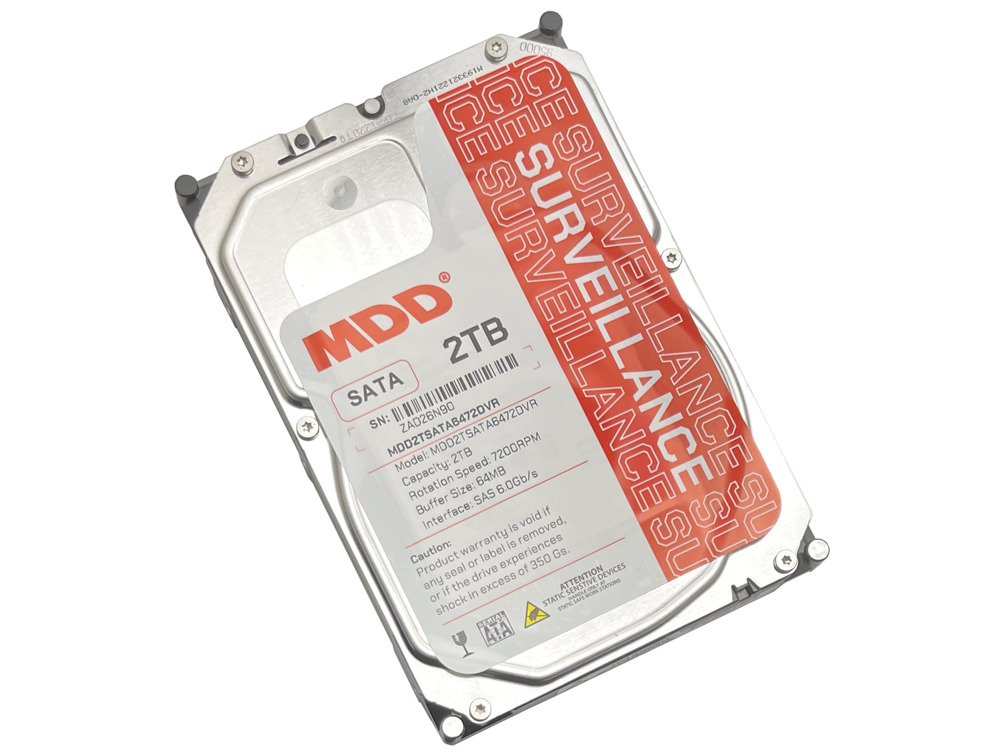 MDD 2TB 64MB Cache 7200RPM SATA 6.0Gb/s 3.5inch Internal Surveillence Hard Drive - MDD2TSATA6472DVR (Renewed)