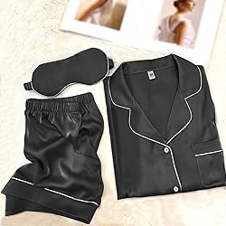 WJing Yi Jia Womens Pajama Sets XS-4XL Silk Satin