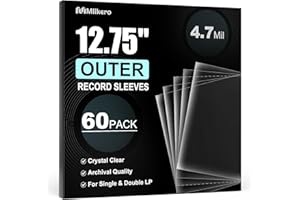 MLIKERO 60 Vinyl Record Sleeves Outer, 4.7 Mil Crystal Clear Vinyl Protective Sleeves, 12.75'' x 12.75'' Record Sleeve Compatible with Single and Double LP Album Covers