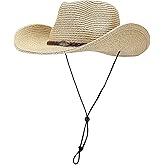 Straw Cowboy Hats Western Cowgirl Hat for Holiday Woven Beach Sun Hat with Wide Brim Shapeable Cowboy Hat for Women's/Men's