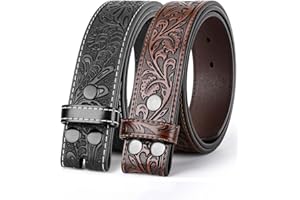 Western Leather Belt Strap for Men Women Cowboy Cowgirl Leather Mens Belts for Jeans Birthday Christmas Belt Gifts