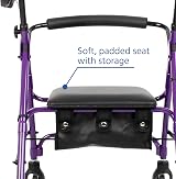 Days Lightweight Folding Rollator Walker Purple – Adjustable, Seat, Brakes view 6