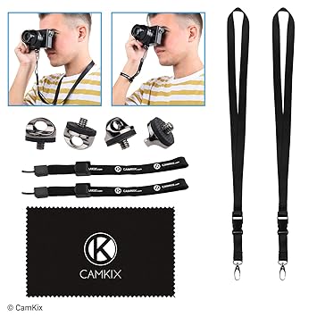 Set mit 4 Kamera Quick-Install Stativ-Schrauben, 2 Halsbändern und 2 Armbändern - Für eine schnelle und sichere Verbindung zu