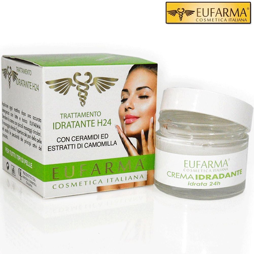 eufarma Moisturising Face Cream Action aromaterapica with Camomile Extracts ceramidi 50 ml Made in Italy