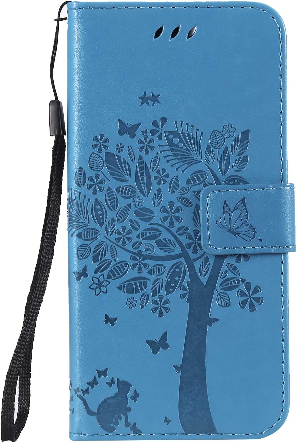 Gray Plaid Huawei P30 Case, Embossed Pattern PU Leather Wallet Flip Case Cover [Card Holder] [Stand Function] for Huawei P30 - Blue
