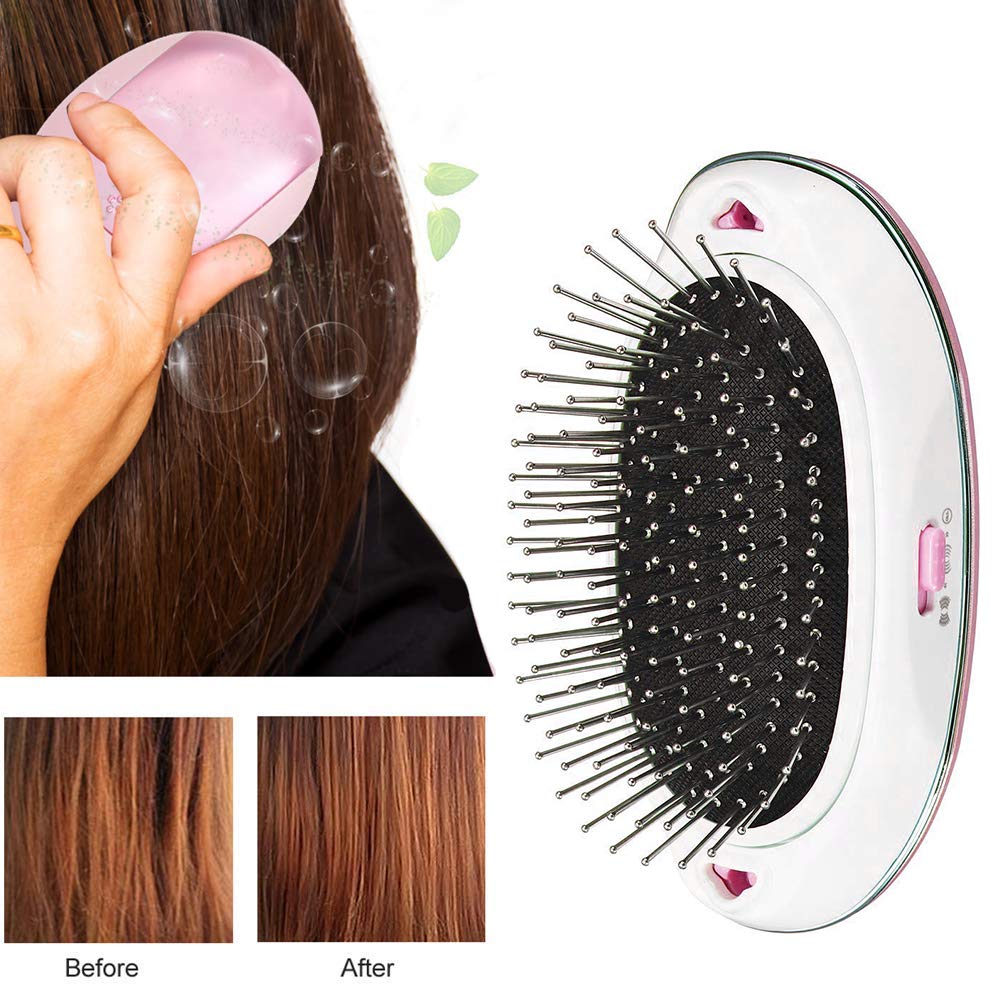 Cepillo de pelo eléctrico iónico mini portátil masaje cepillo peine: Amazon.es: Belleza