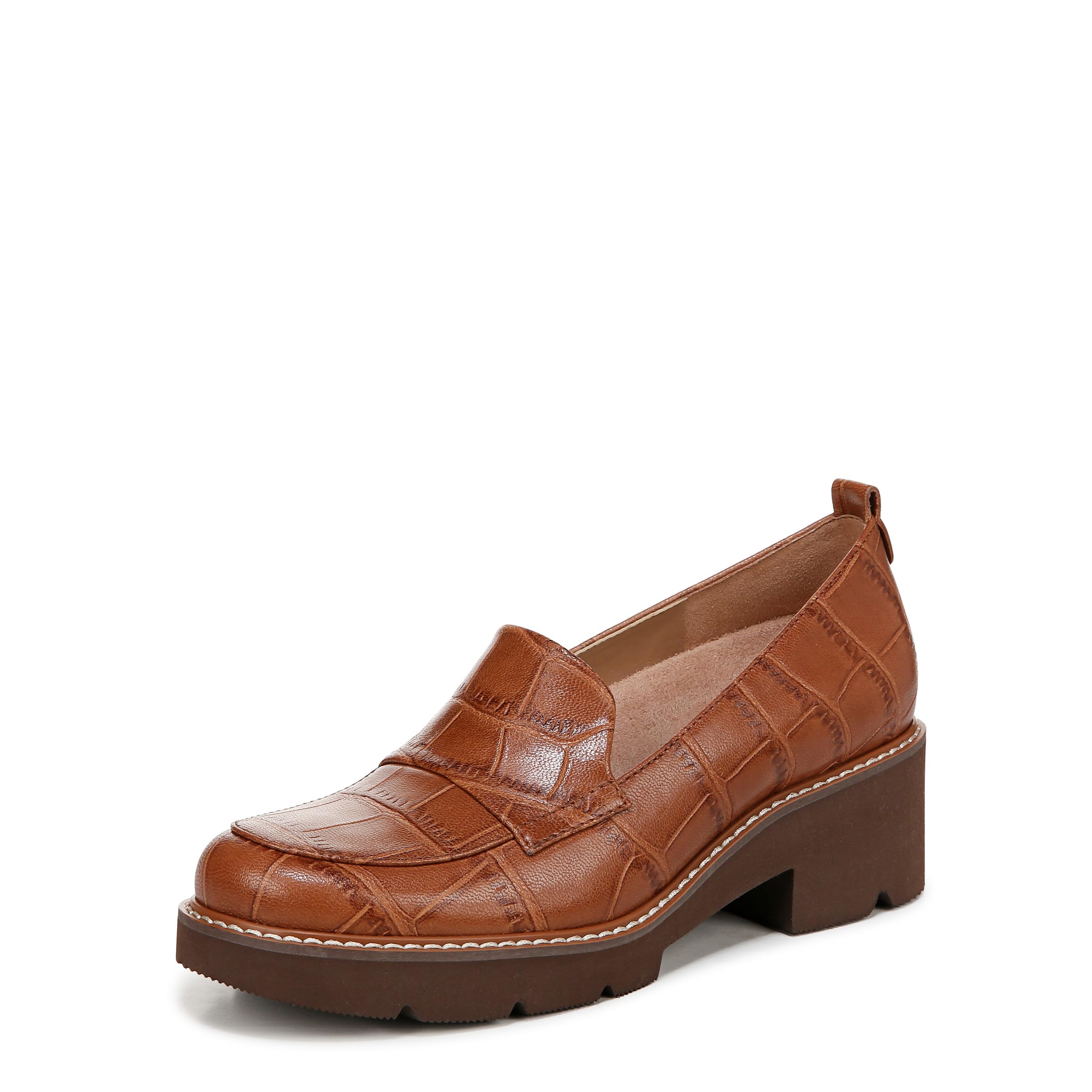Naturalizer Womens Darry Lug Sole Loafer English Tea Brown Croco 11 W