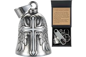 CTZSR Motorcycle Bell Guardian Angel Charm - Weather-resistant Good Luck Gremlin Bells With Gift Box, Legend Card, Keychain, Hanger