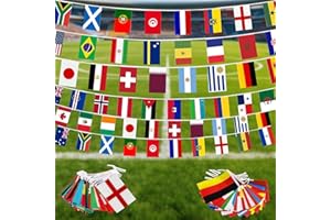 2Pack 2026 World Football Cup Flags Bunting, 48 Countries String Flag - International Banner for Fan Merchandise & Soccer Bar