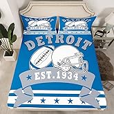 Erosebridal Football Full Fitted Sheet for Sports Fans Gridiron Bedding Sets, 3D Ball Game Sports Decor Bed Sheets for Kids Boys Adults Festival Gift Sheets with 2 Pillow Cases