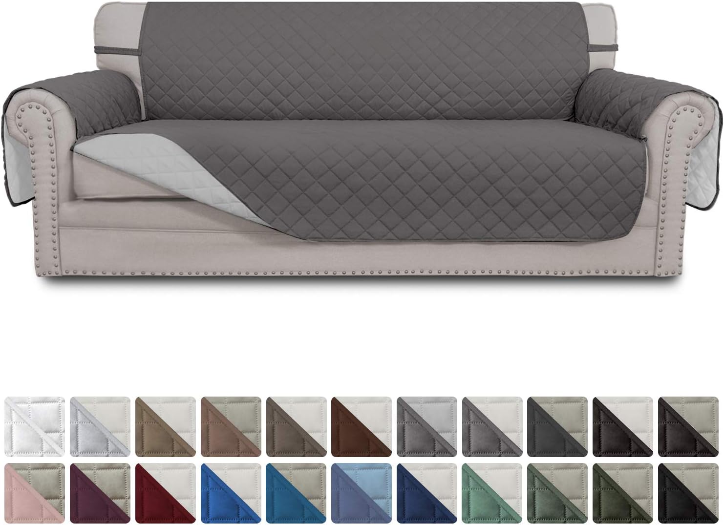 Easy-Going Sofa Slipcover Reversible Sofa Cover Water Resistant Couch Cover Furniture Protector with Elastic Straps for Pets Kids Children Dog Cat(Sofa, Gray/Light Gray): Kitchen & Dining