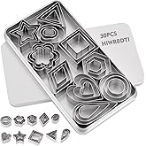 HIWRBDTI 30PCS Mini Cookie Cutters Shapes Set with Box for Kids | Small Stainless Steel Star Triangle Cookie Cutter Variety Pack for Fruit, DIY Baking, Tiny Polymer Clay, Holidays &amp; Daily Use