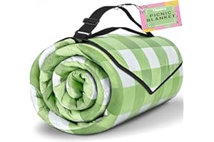 TigeJoy Extra Large Picnic Blanket Waterproof Foldable 80''x80'', Outdoor Picnic Mat Beach Blanket Sandproof for Park, Grass, Travel, Hiking, Camping Essentials, Gingham Picnic Blanket
