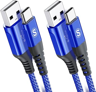 AviBrex 2-Pack USB C Cable 2M 3.1A Fast Car Charger 40-60MB/s for iPhone