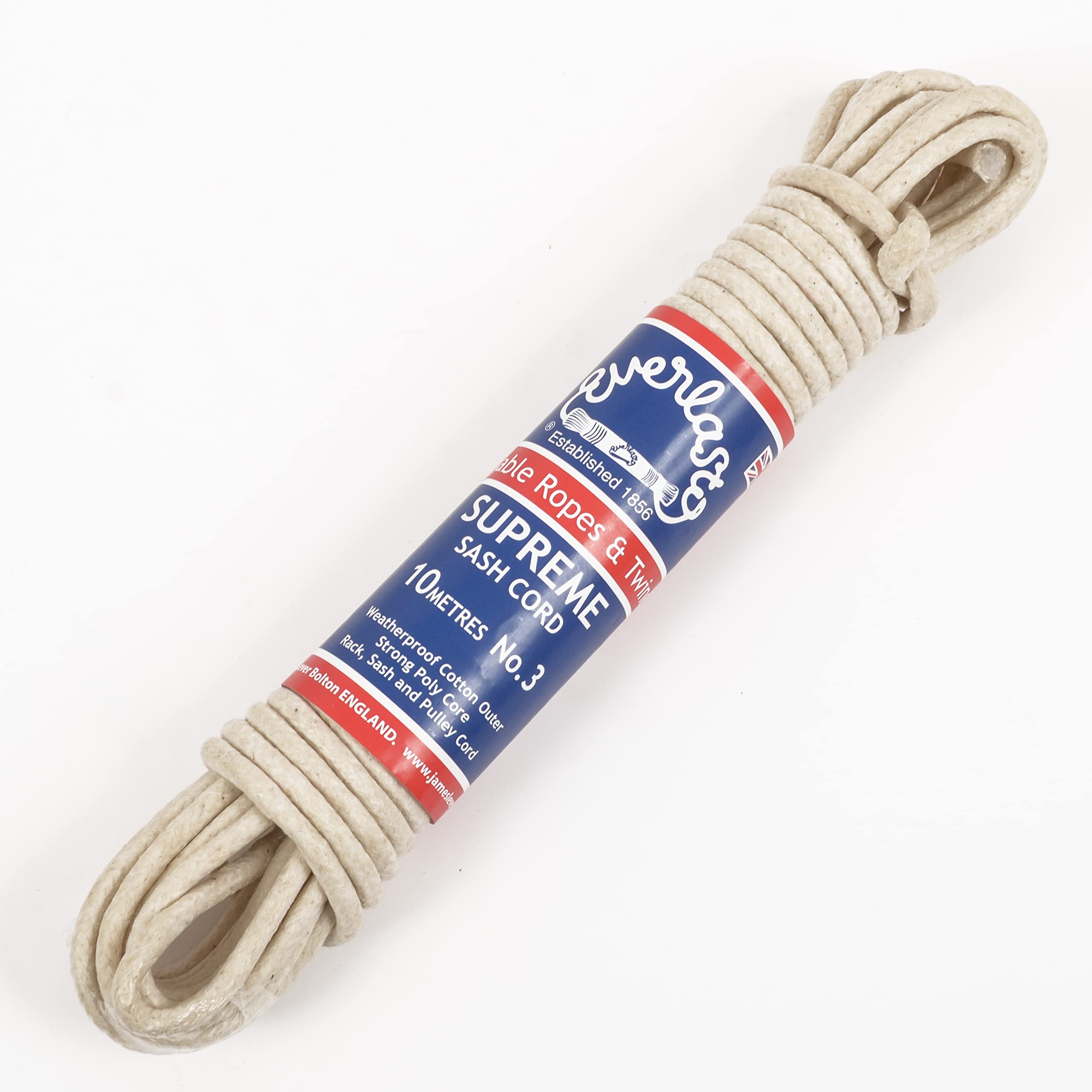 Everlasto British Made Supreme Waxed Cotton Pulley Line with Polypropylene Core (6mm x 10m)