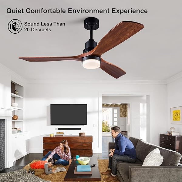 XBIBI 52 INCH CEILING FAN WITH LIGHTS REMOTE CONTROL, 3 BLADE WOOD CEILING FAN,QUIET DC MOTOR MORDERN CEILING FAN, INDOOR OUTDOOR CEILIANG FANS FOR PATIOS BEDROOM LIVING ROOM