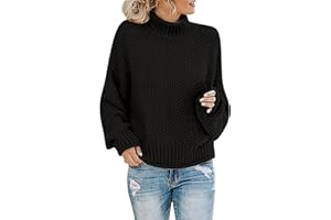 ADJHDFH Womens Sweaters Turtleneck Oversized Sweaters Batwing Long Sleeve Pullover Loose Chunky Knit Jumper