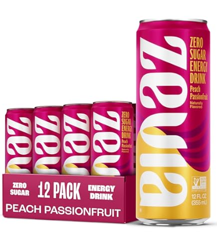 Amazon.com : Zevia Zero Sugar Energy Drink, Mango Ginger, 12 oz