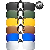 Frienda 6 Pieces Clip-on Plastic Sunglasses Lenses Flip Up Rectangle Sunglasses Glasses Lens with 6 Pieces Transparent Box