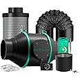 MARS HYDRO iFresh 4 Inch Smart Inline Fan Combo, with Variable Speed Controller, Temperature and Humidity Probe Sensor - for Heating Cooling Booster, Grow Tents