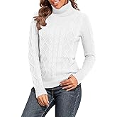 PrettyGuide Women's Turtleneck Sweater Long Sleeve Fisherman Cable Knit Pullover Sweater Tops