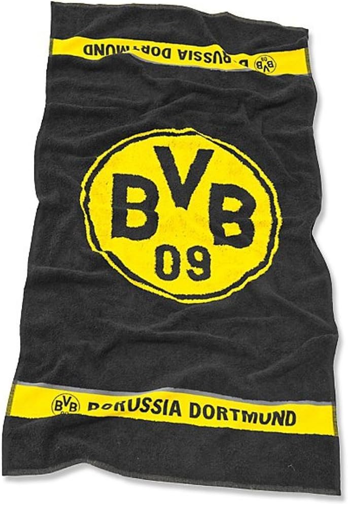 Serviette De Bain Borussia Dortmund BVB - 100% Coton - Noir - Logo Club - Pour Piscine Ou Salle De Bain