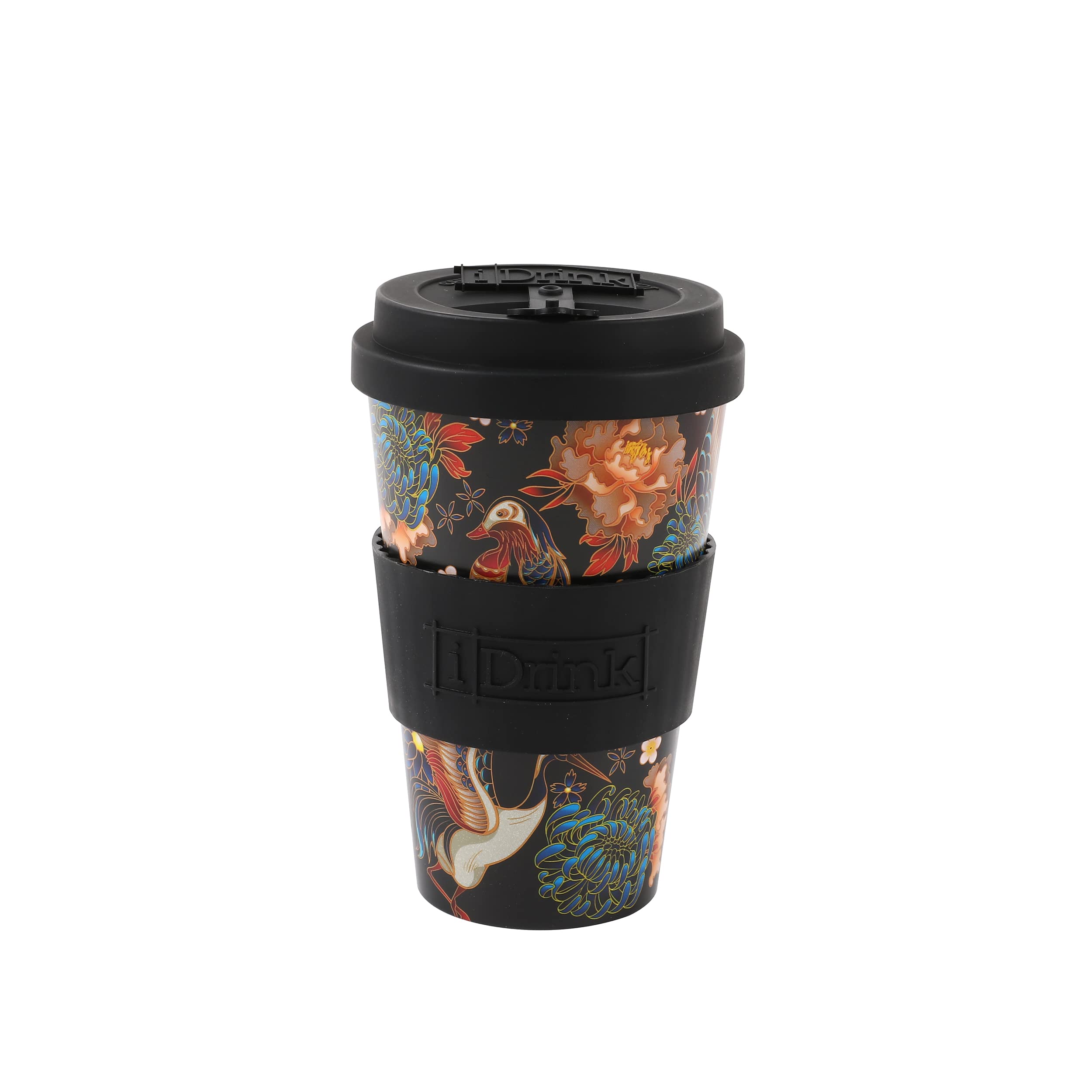 I-TOTAL IDRINK® - RPET Coffee Mug with openable Silicone Cap, Easy to Carry 435ml, Recycled Plastic Takeaway Mug 8.7 x 8.7 x 15cm Ergonomic 435ml (Nature)