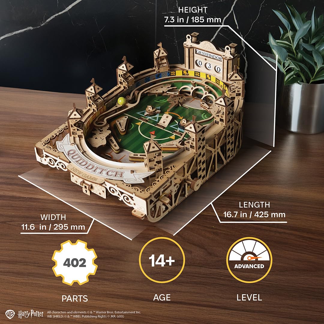 Ugears Quidditch Pinball 3D Puzzle Holz - 3D Holzpuzzle Harry Potter Flipper Maschine Modellbausatz Erwachsene Flipperautomat - Harry Potter Geschenke Holzpuzzle Erwachsene für Geburtstag - 402 Teile 2