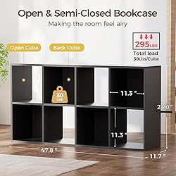 COMHOMA 8 Wood Cube Storage Organizer with Open