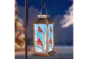 PAWATEE Solar Lanterns with Cardinal Theme Outdoor Waterproof Decorative Lights for Garden Birthday Gifts for Women, Mom, and Grandma Solar LED Hanging Lights for Yard, Patio, Lawn, and Porch(Tree Trunk)