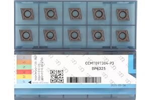 CDBP CNC Carbide Inserts CCMT32.51 Ccmt09t304 for Lathe Turning Tool, Tin Coated Lathe Replacement Cutters with Semi-Finishing Chipbreaker, 10 Pcs