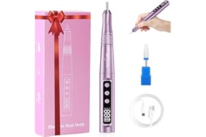 Welan Electric Nail Drill Professional, Cordless Nail Drill, 35000RPM Professional Nail Drill, Portable Efile Nail Drill Machine for Acrylic and Gel Nail with Manicure and Polishing Tool Set (Pink)