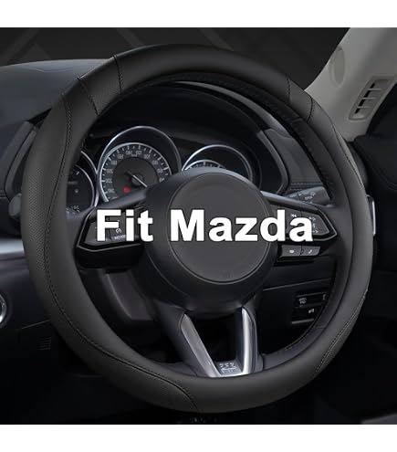 Black Genuine Leather Hand-stitched Car Steering Wheel Cover For Mazda 3 Axela M