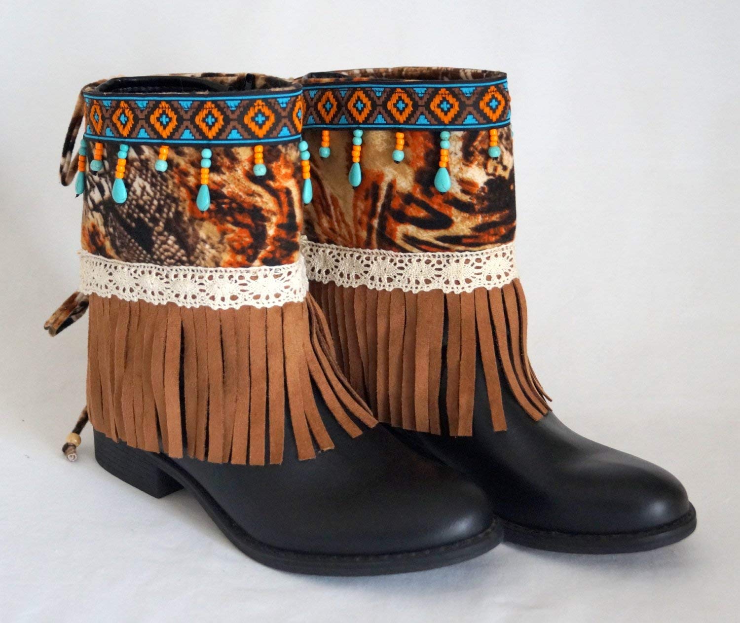 Native American fringe boot coversBoho boot covers Gypsy boot cuffs