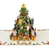 HEYINSHEN Cat Christmas Cards 3D Pop Up Xmas Cards Christmas Tree Pop Up Xmas Card with Envelopes Merry Christmas Card With Message Note Xmas Pop Up Card for Kids Mom Son Girls Wife Cat Lovers