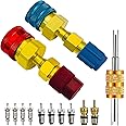R1234YF Quick Coupler Kit, R1234yf to R134a Adapter,High Low Side Connector Conversion Kit for AC Charging R-1234yf Refrigerant Air Conditioning System Hose Fitting for Car A/C Refrigerant System