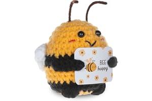 WenmthG Funny Positive Crochet Honeybee - Emotional Support Animals Gifts, Funny Handmade Crochet Doll, Inspirational Gifts for Women Men Friends Coworkers
