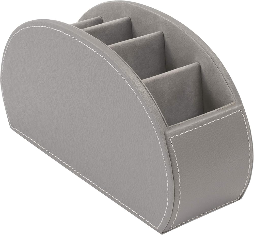 Osco Faux Leather 5-Compartment Remote Organiser Grey 12x22.5x7.8 cm