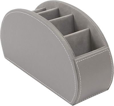 Osco Faux Leather 5-Compartment Remote Organiser Grey 12x22.5x7.8 cm