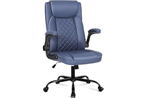 Misolant Office Chair, Executive Desk Chair Big and Tall, Comfortable Executive Chair with Flip Up Armrest, High Back Computer Chair with Adjustable Height, PU Leather Office Chair