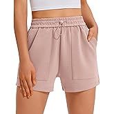 PINSPARK Sweat Shorts for Women Casual Summer Athletic Short Elastic Waist Comfy Lounge Shorts Bottoms with Pockets
